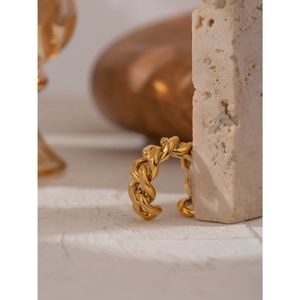 *NEW Chain Open Statement Ring Stainless Steel Gold Plated